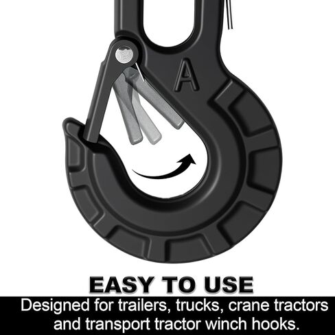 3/8" Forged Alloy Steel Clevis Slip Hook with Safety Latch, Heavy Duty Winch Hook 37400lbs Load Capacity for Truck Trailer Tow Chain Winch Cable Ropes (Matte Black) in Saudi Arabia