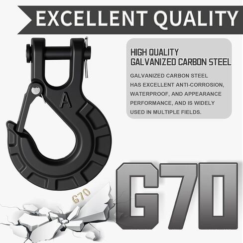 3/8" Forged Alloy Steel Clevis Slip Hook with Safety Latch, Heavy Duty Winch Hook 37400lbs Load Capacity for Truck Trailer Tow Chain Winch Cable Ropes (Matte Black) in Saudi Arabia