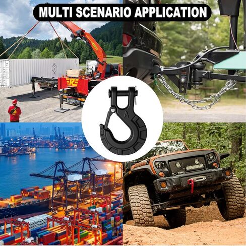 3/8" Forged Alloy Steel Clevis Slip Hook with Safety Latch, Heavy Duty Winch Hook 37400lbs Load Capacity for Truck Trailer Tow Chain Winch Cable Ropes (Matte Black) in Saudi Arabia