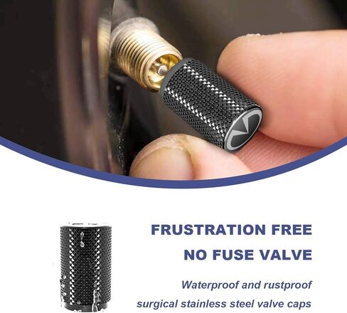 STEEL HAWK Mountain Adventure Edition Tire Valve Caps - 316L Stainless Steel (4-Pack) - Deep Laser Engraved - No-Fuse Marine Grade CNC Machined - Universal Fit for Cars, Trucks, SUVs | PVD Black/EXT in Saudi Arabia
