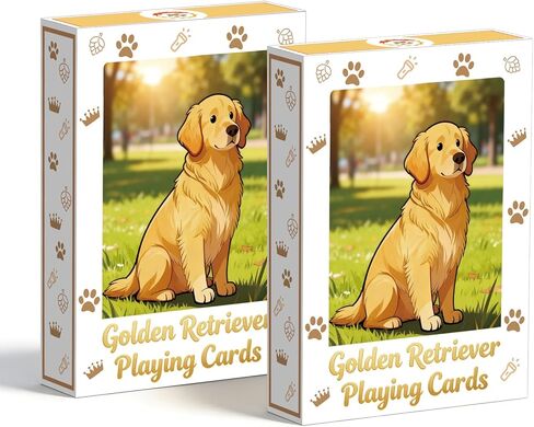 Golden Retriever Playing Cards, 54 Unique Cartoon Dog Designs, Premium Black Core Paper Poker Deck, Standard Size for Game Night Party Camping, Ideal Collectible Gift for Dog Lovers in Saudi Arabia