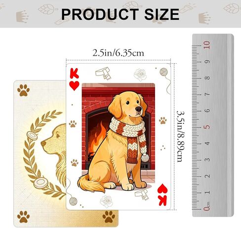 Golden Retriever Playing Cards, 54 Unique Cartoon Dog Designs, Premium Black Core Paper Poker Deck, Standard Size for Game Night Party Camping, Ideal Collectible Gift for Dog Lovers in Saudi Arabia