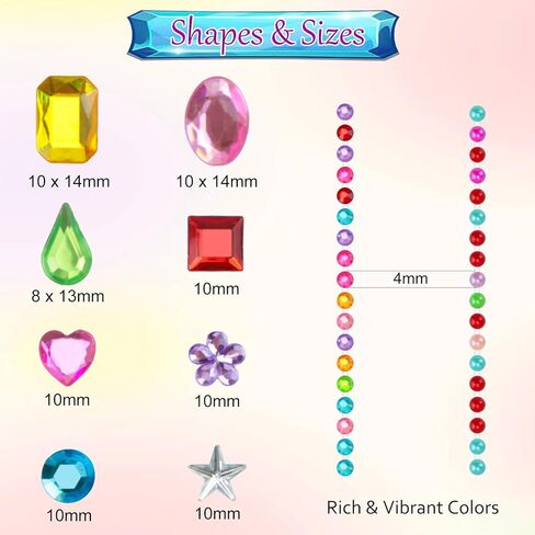 JAMIEWIN 1180 PCS Gem Stickers for Crafts, Self Adhesive Bling Rhinestone Stickers for Kids DIY, Acrylic Gems Jewels for Crafts, Scrapbook Supplies Sticky Gems for Face Nail Body Hair Jewelry Deco in Saudi Arabia