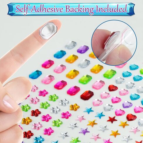 JAMIEWIN 1180 PCS Gem Stickers for Crafts, Self Adhesive Bling Rhinestone Stickers for Kids DIY, Acrylic Gems Jewels for Crafts, Scrapbook Supplies Sticky Gems for Face Nail Body Hair Jewelry Deco in Saudi Arabia