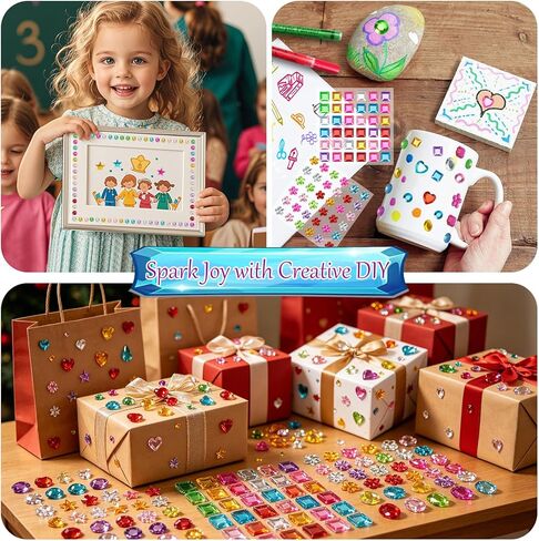 JAMIEWIN 1180 PCS Gem Stickers for Crafts, Self Adhesive Bling Rhinestone Stickers for Kids DIY, Acrylic Gems Jewels for Crafts, Scrapbook Supplies Sticky Gems for Face Nail Body Hair Jewelry Deco in Saudi Arabia