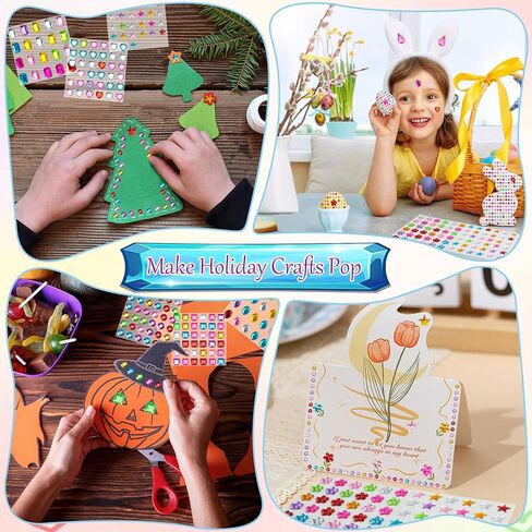 JAMIEWIN 1180 PCS Gem Stickers for Crafts, Self Adhesive Bling Rhinestone Stickers for Kids DIY, Acrylic Gems Jewels for Crafts, Scrapbook Supplies Sticky Gems for Face Nail Body Hair Jewelry Deco in Saudi Arabia