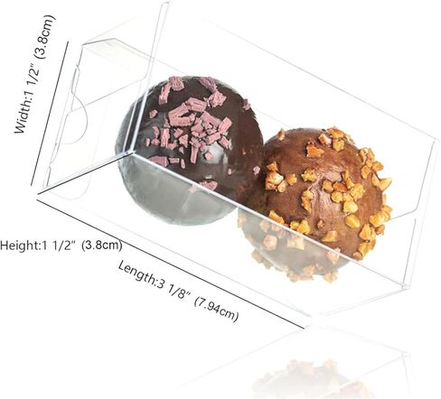 45 Pack 3.1"X1.5"X1.5" Clear Truffle Boxes Chocolate Boxes Candy Gift Box Small Bakery Treat Truffle Wrappers for 2 Truffles Weddings Birthday Christmas Mother's Father's Day Parties in Saudi Arabia