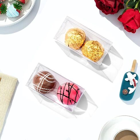45 Pack 3.1"X1.5"X1.5" Clear Truffle Boxes Chocolate Boxes Candy Gift Box Small Bakery Treat Truffle Wrappers for 2 Truffles Weddings Birthday Christmas Mother's Father's Day Parties in Saudi Arabia