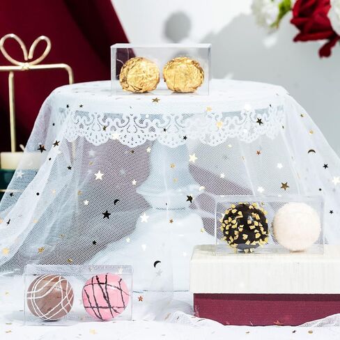 45 Pack 3.1"X1.5"X1.5" Clear Truffle Boxes Chocolate Boxes Candy Gift Box Small Bakery Treat Truffle Wrappers for 2 Truffles Weddings Birthday Christmas Mother's Father's Day Parties in Saudi Arabia
