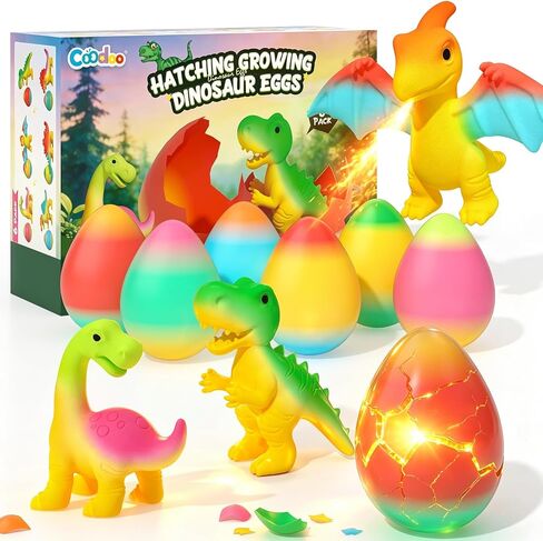 Dinosaur Hatching Surprise Eggs for Kids - 6 Pack Dinosaur Toys for Boys and Girls, Easter Basket Stuffers & Birthday Party Favors for Kids 4-8, Toddler Outdoor Toys Dino Egg Crafts Gifts for Ages 3-8 in Saudi Arabia