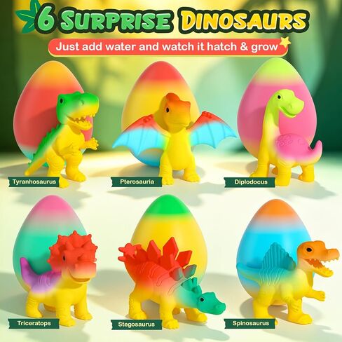 Dinosaur Hatching Surprise Eggs for Kids - 6 Pack Dinosaur Toys for Boys and Girls, Easter Basket Stuffers & Birthday Party Favors for Kids 4-8, Toddler Outdoor Toys Dino Egg Crafts Gifts for Ages 3-8 in Saudi Arabia