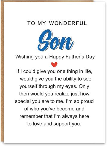 Fathers Day Card for Son, Fathers Day Gift for Son, with Kraft Envelope and Gold Seal Sticker in Saudi Arabia