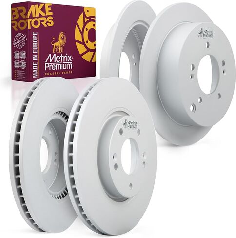 Metrix Premium Chassis Parts - 11.81 inch (300 mm) Front & 11.18 inch (284 mm) Rear Coated Brake Rotor Kit Fits 2010-2015 Hyundai Tucson, 2012-2016 Kia Sportage, 980460FZN, 980087FZN | 4 PCS Set in Kuwait