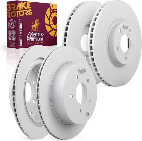 Metrix Premium Chassis Parts - 11.81 inch (300 mm) Front & 11.18 inch (284 mm) Rear Coated Brake Rotor Kit Fits 2010-2015 Hyundai Tucson, 2012-2016 Kia Sportage, 980460FZN, 980087FZN | 4 PCS Set in Kuwait