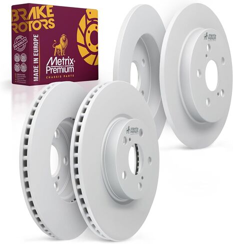 Metrix Premium Chassis Parts - 11.81 inch (300 mm) Front & 11.18 inch (284 mm) Rear Coated Brake Rotor Kit Fits 2010-2015 Hyundai Tucson, 2012-2016 Kia Sportage, 980460FZN, 980087FZN | 4 PCS Set in Kuwait