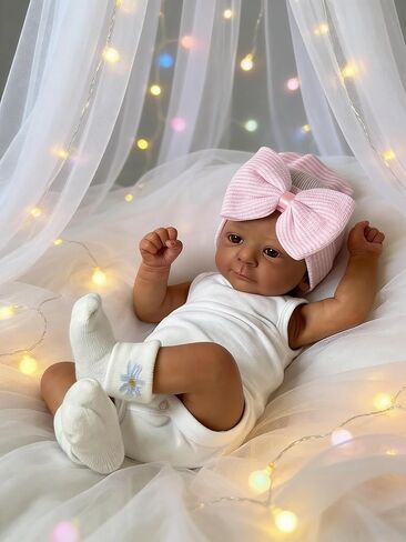 Anano Lifelike Reborn Baby Dolls Black Girl Peaches 20 Inch Newborn Real Life Baby Doll Life Size African American Silicone Vinyl Full Body with Rooted Hair in Saudi Arabia