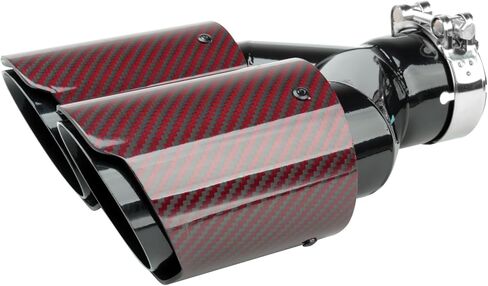 Catekro Exhaust Tip 2.5'' Inlet Exhaust Dual Tips, 3.5" Outlet Polished Stainless Steel and Carbon Fiber Diesel Muffler Tip for Truck Car Automotive Replacement Pipes 2PCS (Glossy Black Red) in Saudi Arabia