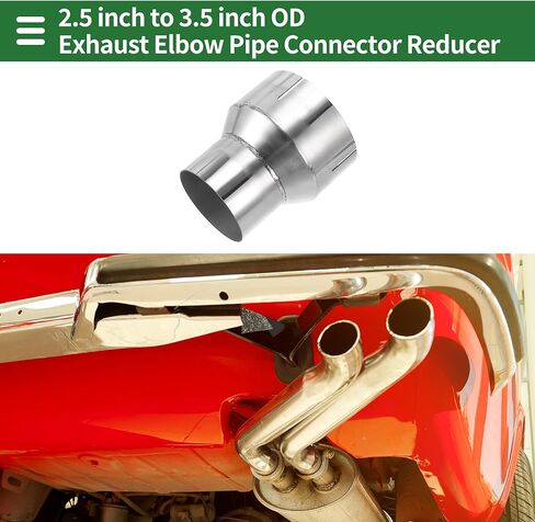 Motoforti 2.5 "OD إلى 3.5" OD مغزل عادم بيند الكوع متحدة المركز المخفض T304 ماسورة من الفولاذ المقاوم للصدأ محول 4 بوصة طول لهجة فضية in Kuwait