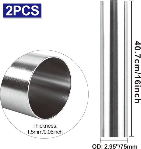 2PCS 3 Inch Stainless Steel Exhaust Pipe, 3" OD x 16" Length304 Stainless Steel Exhaust Pipe for DIY Replacement Part, Replacement Exhaust Tube(16" Long） in Saudi Arabia