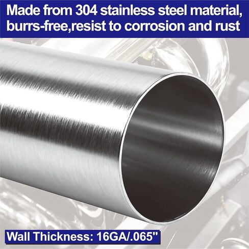 2PCS 3 Inch Stainless Steel Exhaust Pipe, 3" OD x 16" Length304 Stainless Steel Exhaust Pipe for DIY Replacement Part, Replacement Exhaust Tube(16" Long） in Saudi Arabia
