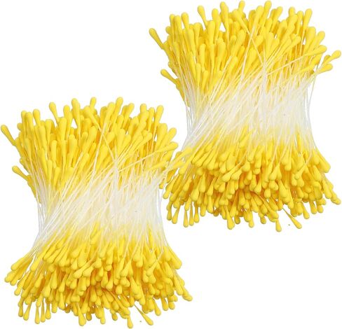 800 Pcs Stamens for Flower Making - 2mm Yellow Double Heads Flower Stamens - Handmade Artificial Floral Pistil for DIY Crafts Wedding Valentine's Day Bouquet Scrapbook Decoration in Saudi Arabia