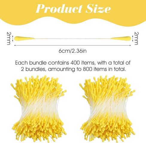 800 Pcs Stamens for Flower Making - 2mm Yellow Double Heads Flower Stamens - Handmade Artificial Floral Pistil for DIY Crafts Wedding Valentine's Day Bouquet Scrapbook Decoration in Saudi Arabia