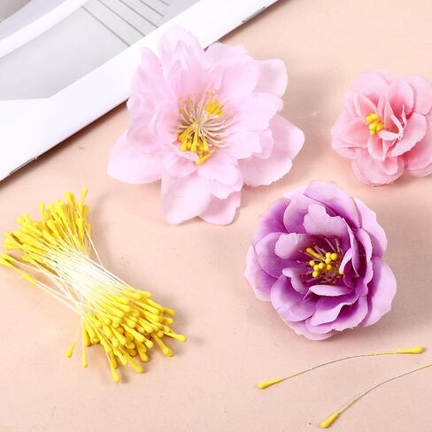 800 Pcs Stamens for Flower Making - 2mm Yellow Double Heads Flower Stamens - Handmade Artificial Floral Pistil for DIY Crafts Wedding Valentine's Day Bouquet Scrapbook Decoration in Saudi Arabia