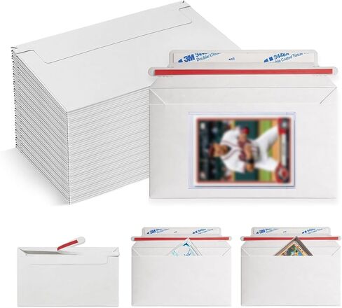 100 Pack Mailer Trading Card Envelopes, 7" x 4.35" Trading Card Mailers for Shipping, Self-Adhesive Rigid Cardboard Mailers for Mailing Semi-Rigid Sleeves, Toploaders and Card Protectors in Saudi Arabia