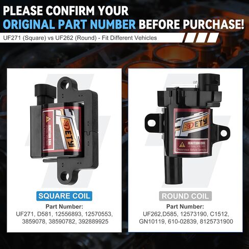 Set of 8 Square Ignition Coil Pack and Spark Plug Wire, UF271 Spark Plug and Coil Pack Kit Compatible with Chevy Silverado GMC Savana 1500 2500 3500, Sierra H2 4.8L 5.3L 6.0L, Replaces D581, C1208 in Saudi Arabia
