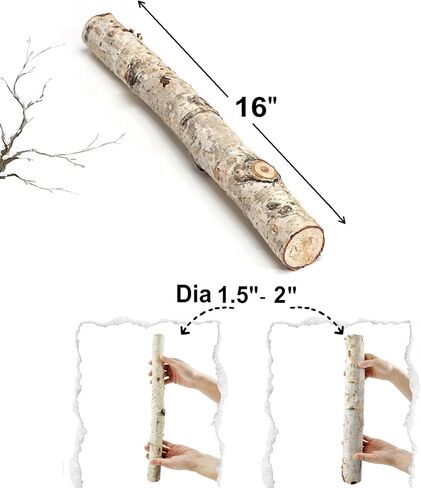 Nature Vibe 16 Inches Birch Logs Set of 6 for Rustic Home Decor,Natural Wood Stick as Fireplace Decor,Unfinished Birch Branches for Decoration or DIY Crafts in Saudi Arabia