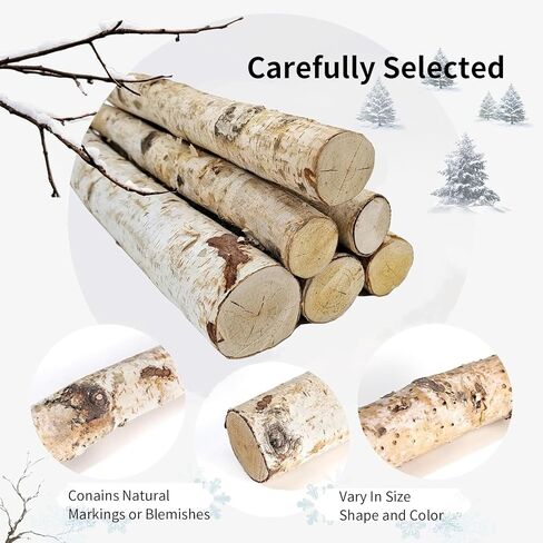Nature Vibe 16 Inches Birch Logs Set of 6 for Rustic Home Decor,Natural Wood Stick as Fireplace Decor,Unfinished Birch Branches for Decoration or DIY Crafts in Saudi Arabia
