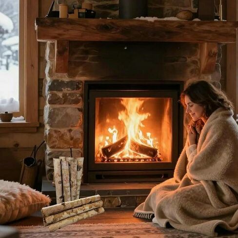 Nature Vibe 16 Inches Birch Logs Set of 6 for Rustic Home Decor,Natural Wood Stick as Fireplace Decor,Unfinished Birch Branches for Decoration or DIY Crafts in Saudi Arabia