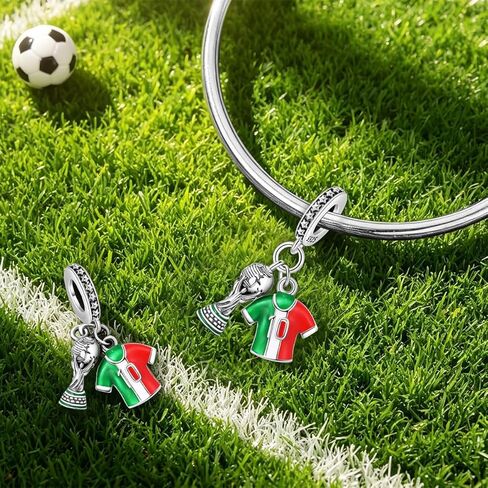 خرز من الفضة الإسترلينية 925، سحر ألعاب كرة القدم العالمية، قمصان المنتخب الوطني، ابتهج بالفريق، متوافق مع أساور باندورا والنمط الأوروبي in Kuwait