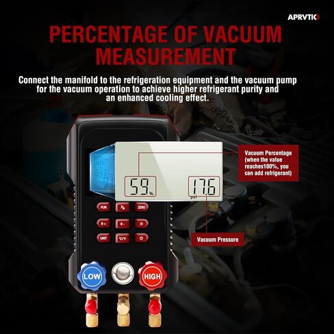 HVAC Gauges, Digital AC Gauge Set Aprvtio AMD517 Digital Manifold Gauge with Hoses and 2 Wired Temperature Clamp Probes, Automotive Refrigeration HVAC System Gauge Set, HVAC Tools Kit R134a R22 in Saudi Arabia