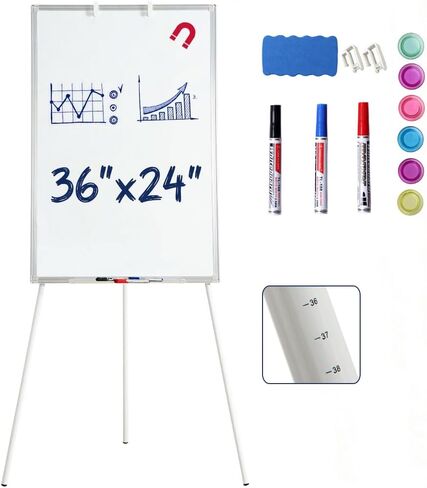 FORTUNO 36x24 Tripod Whiteboard, Magnetic Dry Erase Board with Stand,Height Adjustable Portable Sturdy White Board for Homeschool Office Classroom, White in Saudi Arabia