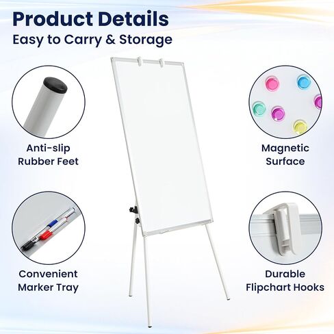 FORTUNO 36x24 Tripod Whiteboard, Magnetic Dry Erase Board with Stand,Height Adjustable Portable Sturdy White Board for Homeschool Office Classroom, White in Saudi Arabia