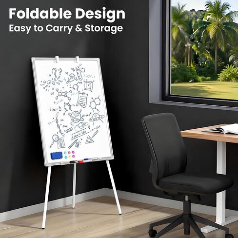FORTUNO 36x24 Tripod Whiteboard, Magnetic Dry Erase Board with Stand,Height Adjustable Portable Sturdy White Board for Homeschool Office Classroom, White in Saudi Arabia