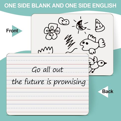 24 Pack Small White Boards, 9"x12" Double Sided Personal Dry Erase Boards Portable Handheld Whiteboards with Lines for Kids, Students, Teacher School, Include 24 Markers, 24 Erasers in Saudi Arabia