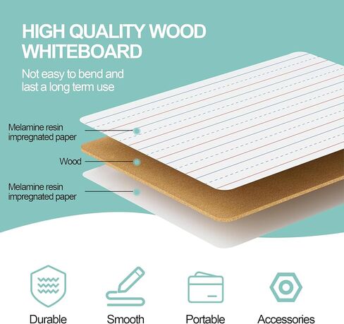 24 Pack Small White Boards, 9"x12" Double Sided Personal Dry Erase Boards Portable Handheld Whiteboards with Lines for Kids, Students, Teacher School, Include 24 Markers, 24 Erasers in Saudi Arabia