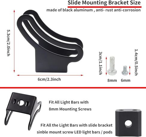 jose2015 2PCS Light Bar Mounts,Universal Light Bar Adjustable Slide Mounting Bracket Off Road Work Light Bracket for Most Straight or Curved Light Bars from 4 inch up to 52 inch in Saudi Arabia