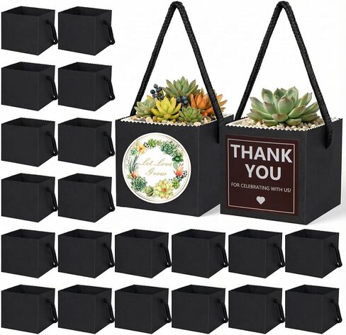 ULLIKI 2.5 Inch Succulents Wrap Bags with Thank You & Let Love Grow Stickers, Mini Succulent Gift Bags with Handles, Succulent Party Favors for Guests, Garden Party Favors for Guests (Brown 40pcs) in Saudi Arabia
