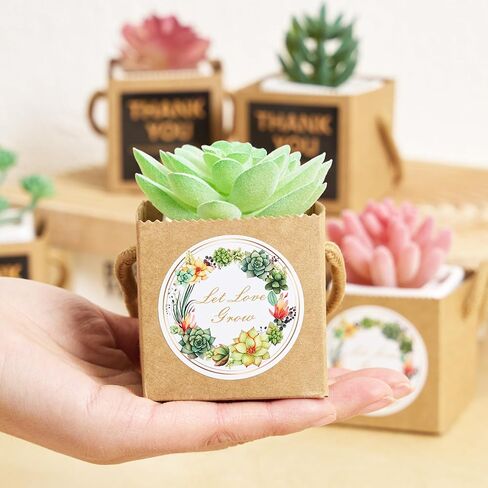 ULLIKI 2.5 Inch Succulents Wrap Bags with Thank You & Let Love Grow Stickers, Mini Succulent Gift Bags with Handles, Succulent Party Favors for Guests, Garden Party Favors for Guests (Brown 40pcs) in Saudi Arabia