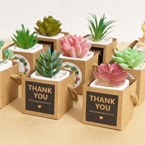 ULLIKI 2.5 Inch Succulents Wrap Bags with Thank You & Let Love Grow Stickers, Mini Succulent Gift Bags with Handles, Succulent Party Favors for Guests, Garden Party Favors for Guests (Brown 40pcs) in Saudi Arabia