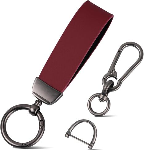 WJS Leather Car Keychain for Men & Women - Zinc Alloy Key Fob Holder with Anti-Loss D-Ring in Saudi Arabia