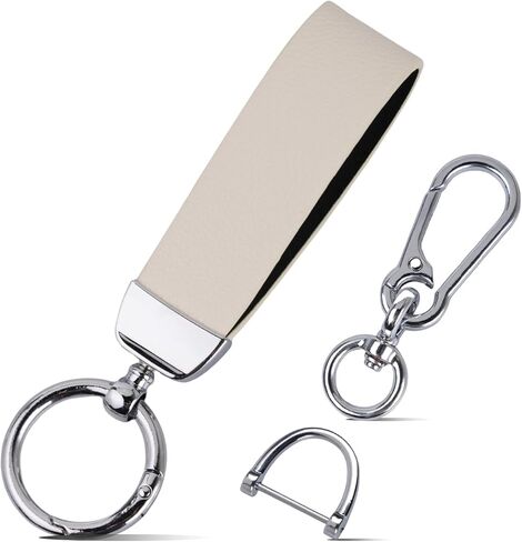 WJS Leather Car Keychain for Men & Women - Zinc Alloy Key Fob Holder with Anti-Loss D-Ring in Saudi Arabia