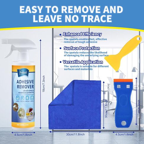 Adhesive Remover for Car - Goo & Glue Remover Sticker & Decal Residue Cleaner for Car Paint, Glass, Metal & Plastic - Removes Glue, Tape, Tar, Label & Sticky Gunk - 6.8oz in Kuwait