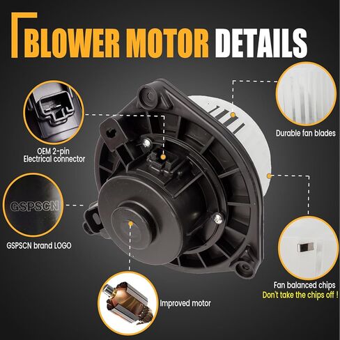 GSPSCN 700188 AC Blower Motor with Fan Compatible with Toyota Tacoma 2005 2006 2007 2008 2009 2010 2011 2012 2013 2014 2015 - HVAC Heater Blower Motor Replaces# PM9297,87103-04040, 87103-04043 in Kuwait