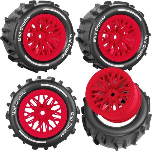 مجموعة عجلات وإطارات RC لجرانيت 1/18، إطارات شاحنة تايفون 1/18، إطار مطاطي RC مع عجلة بلاستيكية، عجلات وإطارات (4 قطع)، أسود in Kuwait