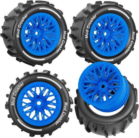 مجموعة عجلات وإطارات RC لجرانيت 1/18، إطارات شاحنة تايفون 1/18، إطار مطاطي RC مع عجلة بلاستيكية، عجلات وإطارات (4 قطع)، أسود in Kuwait