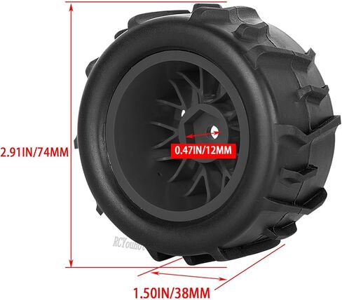 مجموعة عجلات وإطارات RC لجرانيت 1/18، إطارات شاحنة تايفون 1/18، إطار مطاطي RC مع عجلة بلاستيكية، عجلات وإطارات (4 قطع)، أسود in Kuwait